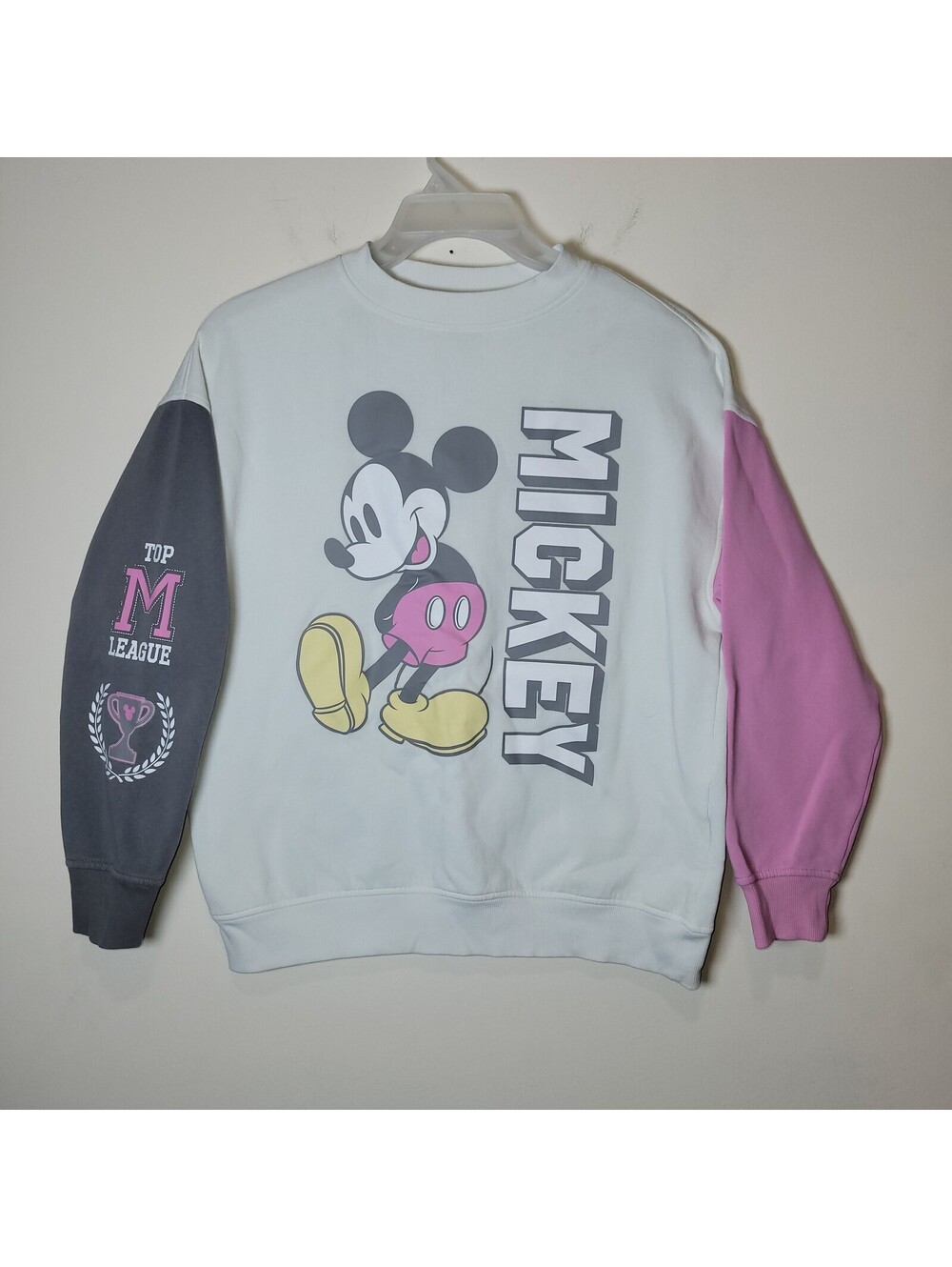 H&M Disney Mickey Mouse Colorblock Sweatshirt Pullover Top M League Women's XS